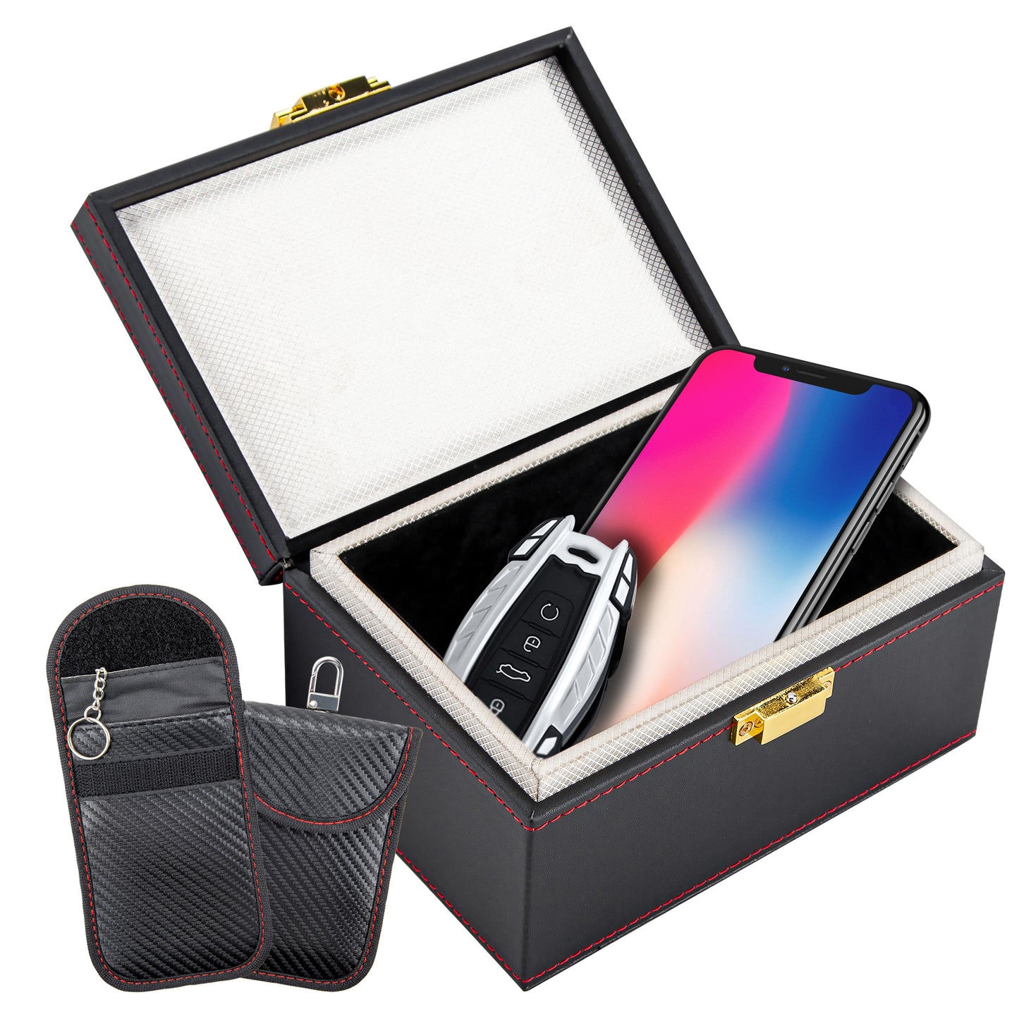 Cartman Faraday Box with 2 Faraday Bags, Car RFID Signal Blocking Pouch, Car Key Safe Protector, Anti-Theft Signal Blocking Cages