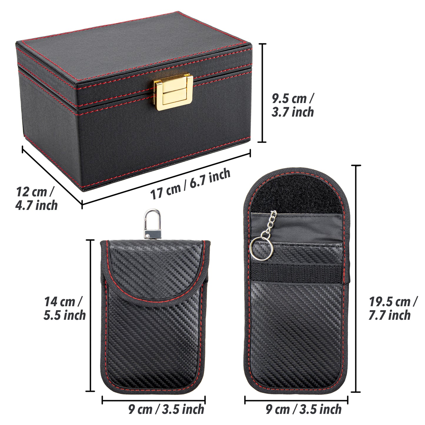 Cartman Faraday Box with 2 Faraday Bags, Car RFID Signal Blocking Pouch, Car Key Safe Protector, Anti-Theft Signal Blocking Cages