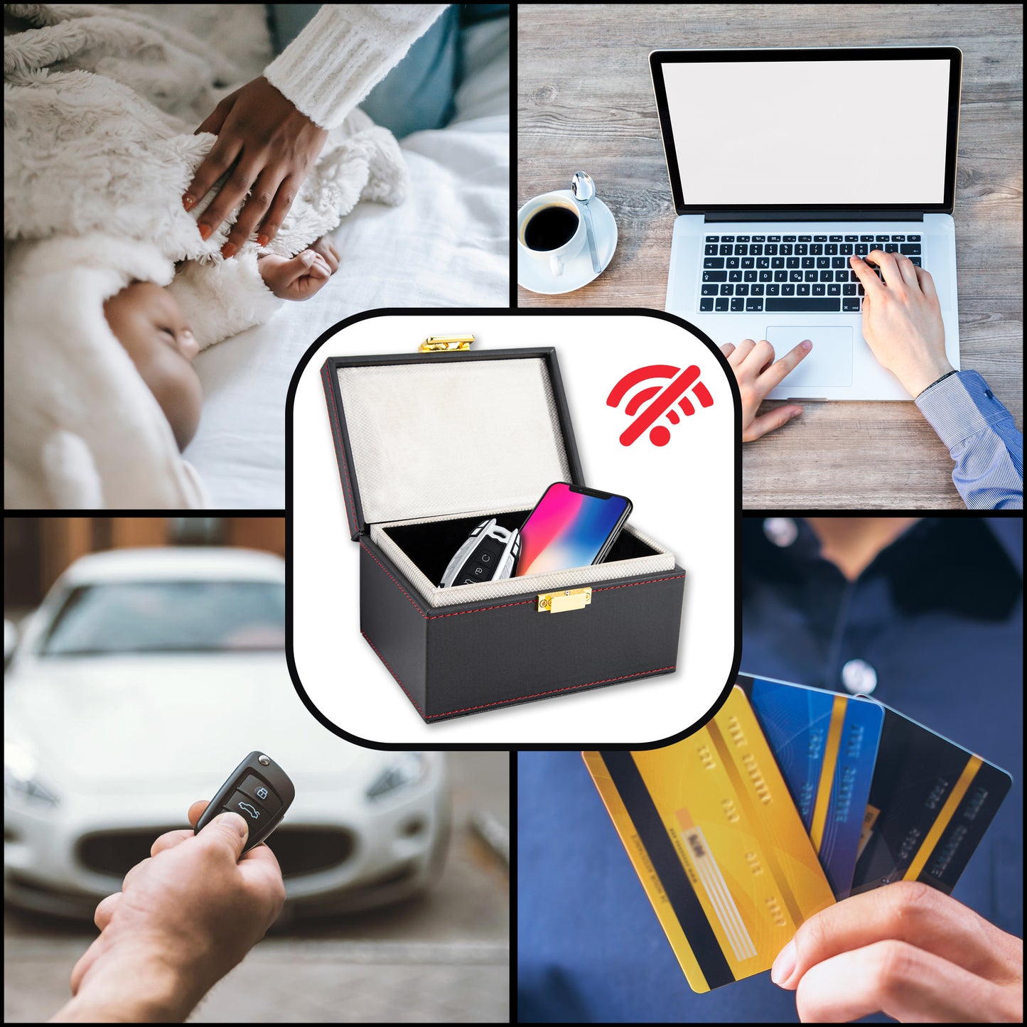 Cartman Faraday Box with 2 Faraday Bags, Car RFID Signal Blocking Pouch, Car Key Safe Protector, Anti-Theft Signal Blocking Cages