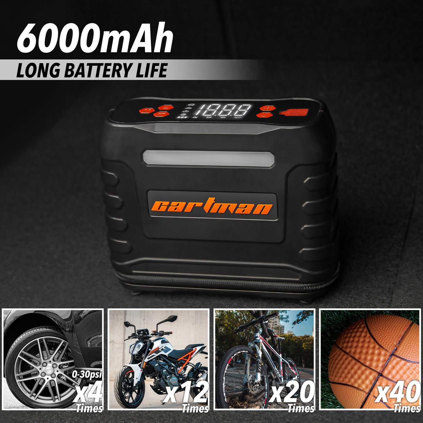 Air Compressor Tire Inflator Portable Air Pump for Car Tires Cordless Compact Bike Pump Auto Tire Pump with Digital Pressure Gauge