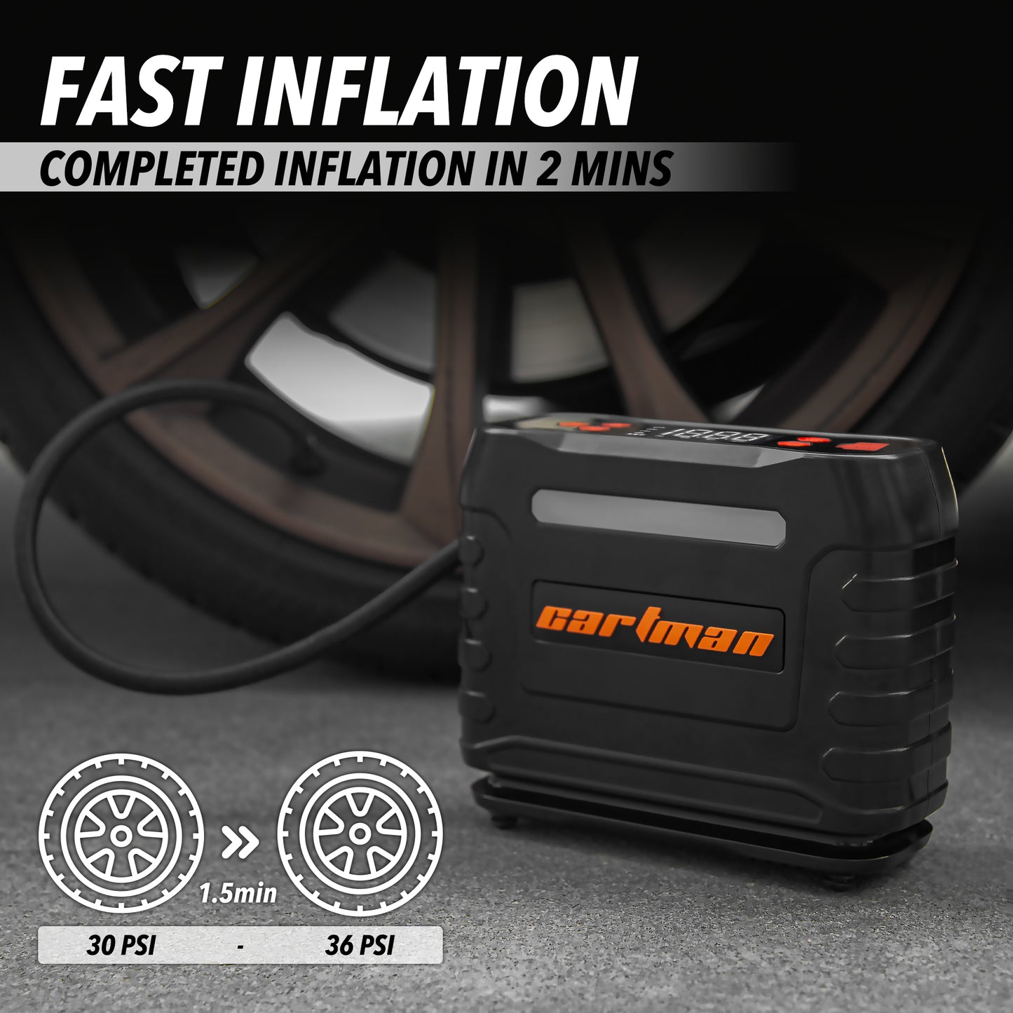 Air Compressor Tire Inflator Portable Air Pump for Car Tires Cordless Compact Bike Pump Auto Tire Pump with Digital Pressure Gauge