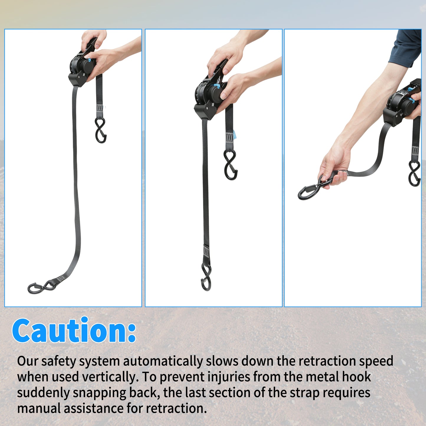 CARTMAN 2-Pack Retractable Ratchet Straps, 2” x 10’ 3000lbs Break Strength, Heavy Duty Tie Down Straps with Soft Loops, Ideal for Trucks, Trailers & Cargo