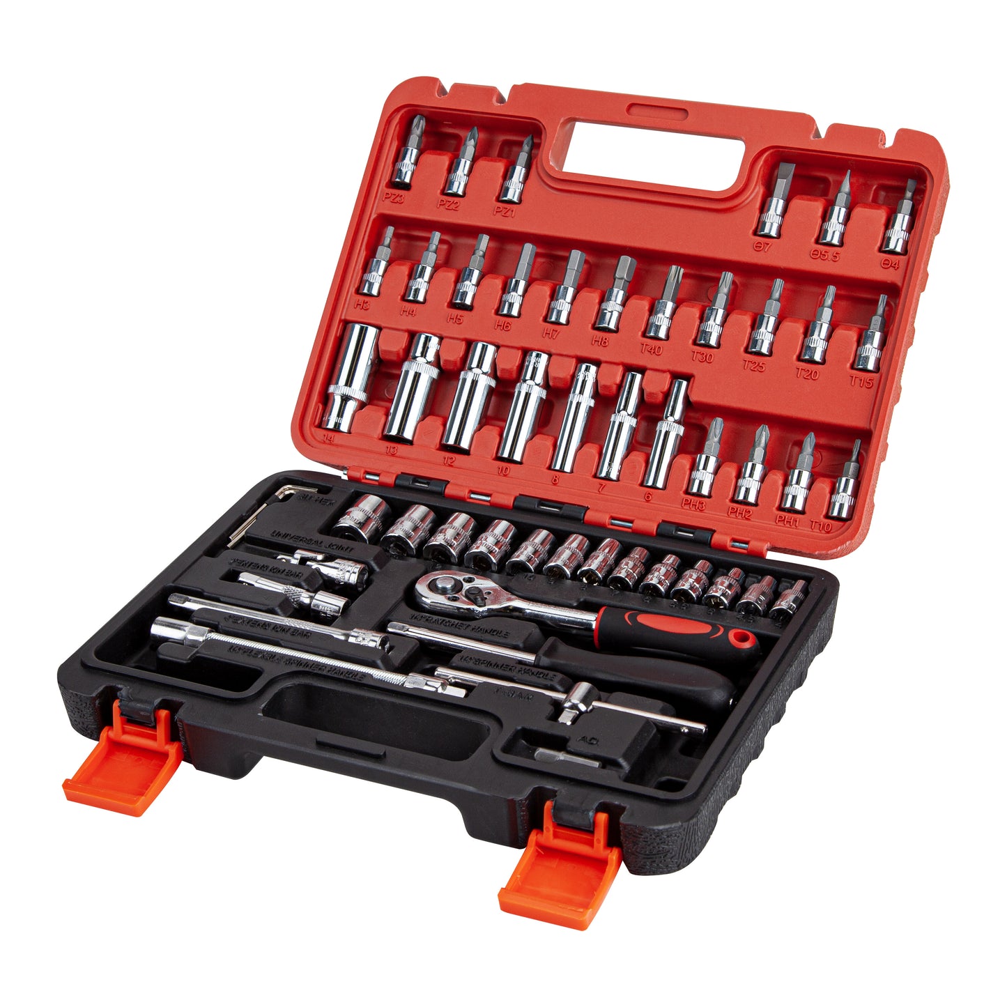 CARTMAN 53 Pieces Mechanics Tools Kit, Include Socket Set, Ratchet Set, 1/4 inch Drive Socket Ratchet Wrench Set, with Storage Case, for Car Household Repairing