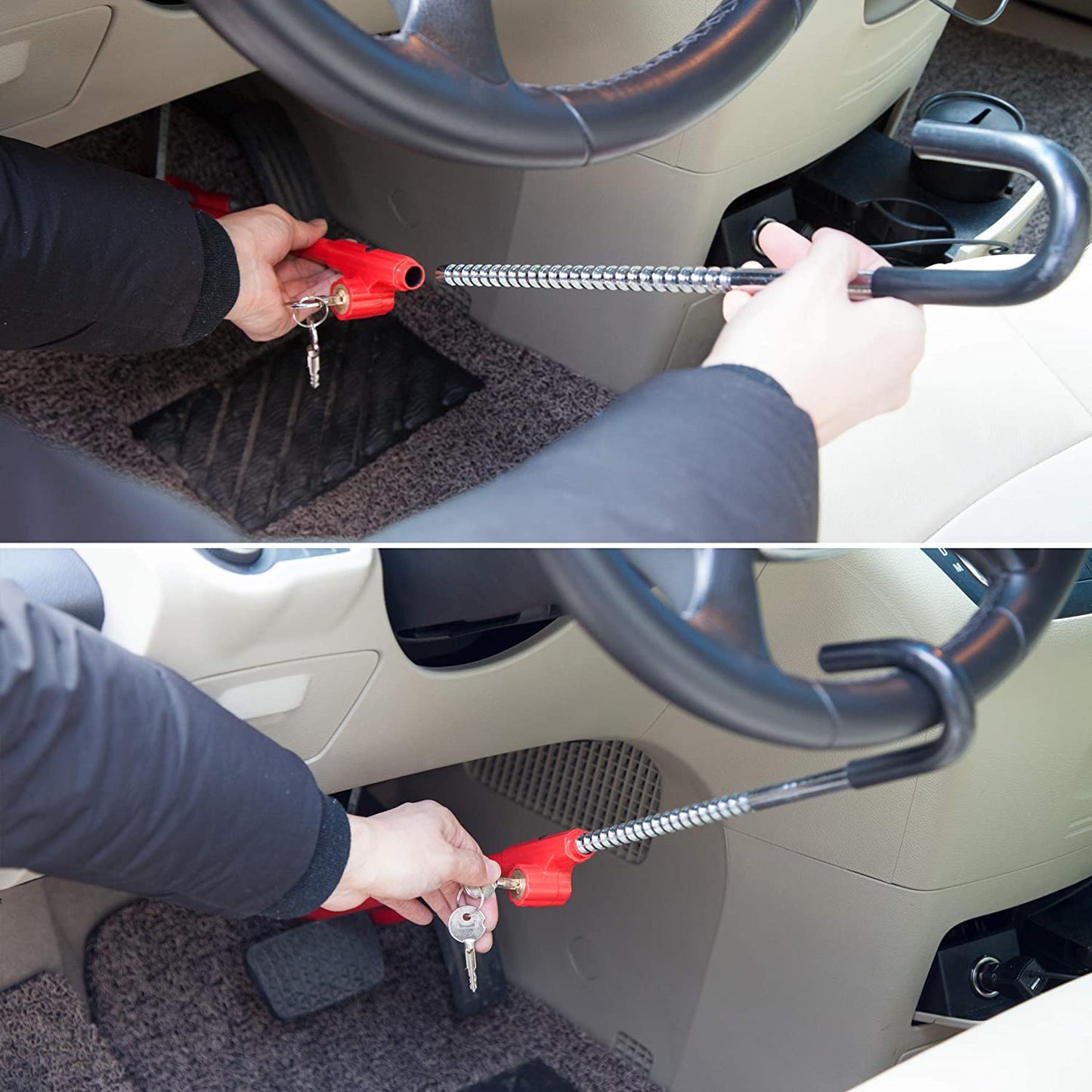 Cartman Anti-Theft Steering Wheel Lock, Brake Pedal Adjustable Lock