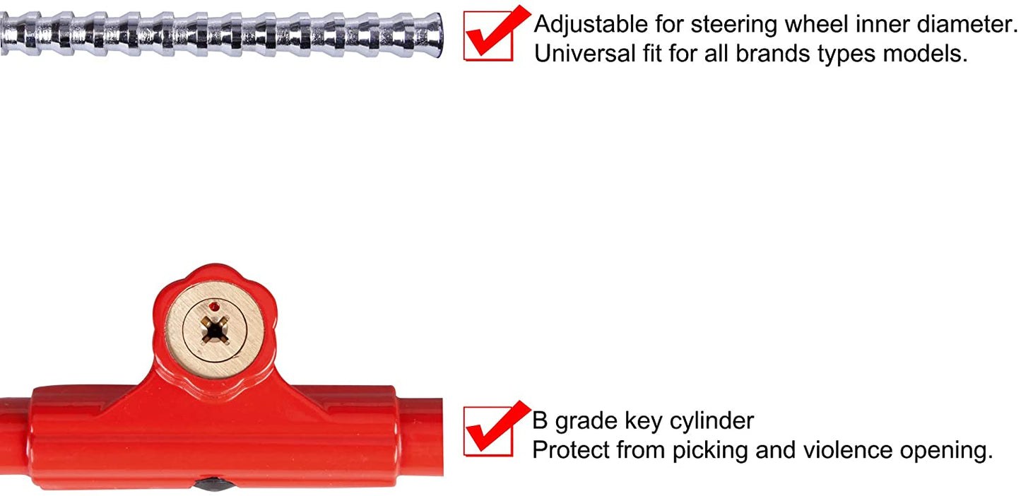 Cartman Anti-Theft Steering Wheel Lock, Brake Pedal Adjustable Lock