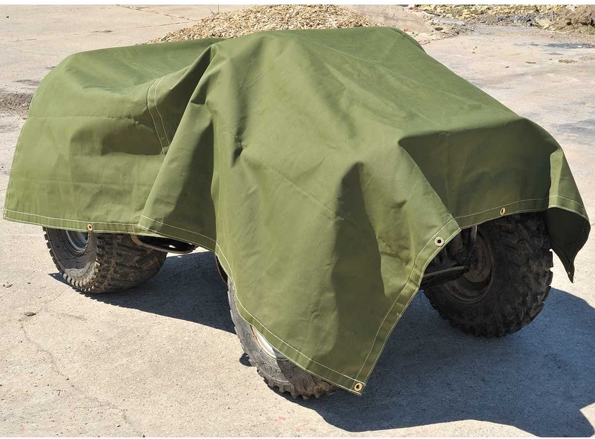 Cartman Canvas Tarpaulin Olive Drab 10 oz, Heavy Duty Canvas Tarp Truck Tarp, 6 x 8 Feet