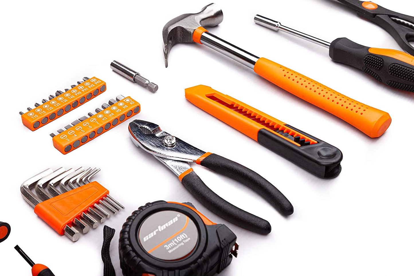 CARTMAN Orange 39-Piece Tool Set - General Household Hand Tool Kit with Plastic Toolbox Storage Case…