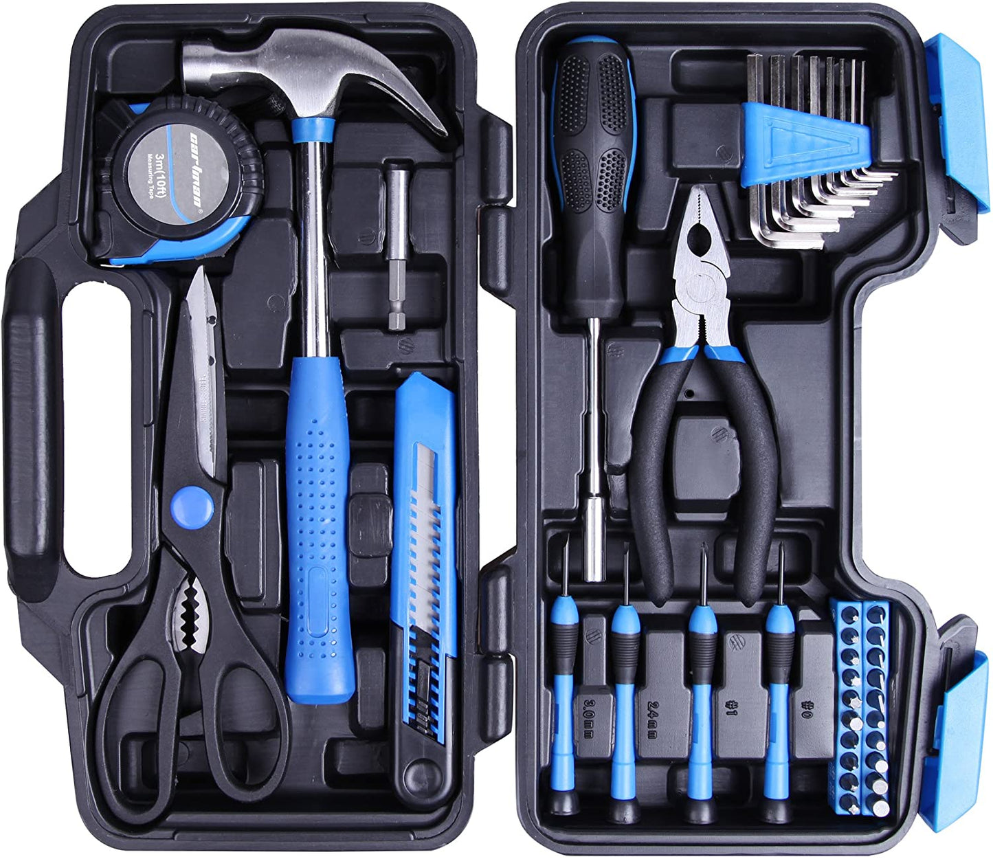 Cartman Blue 39Piece Cutting Plier Tool Set General Household Hand Tool Kit with Plastic Toolbox Storage Case