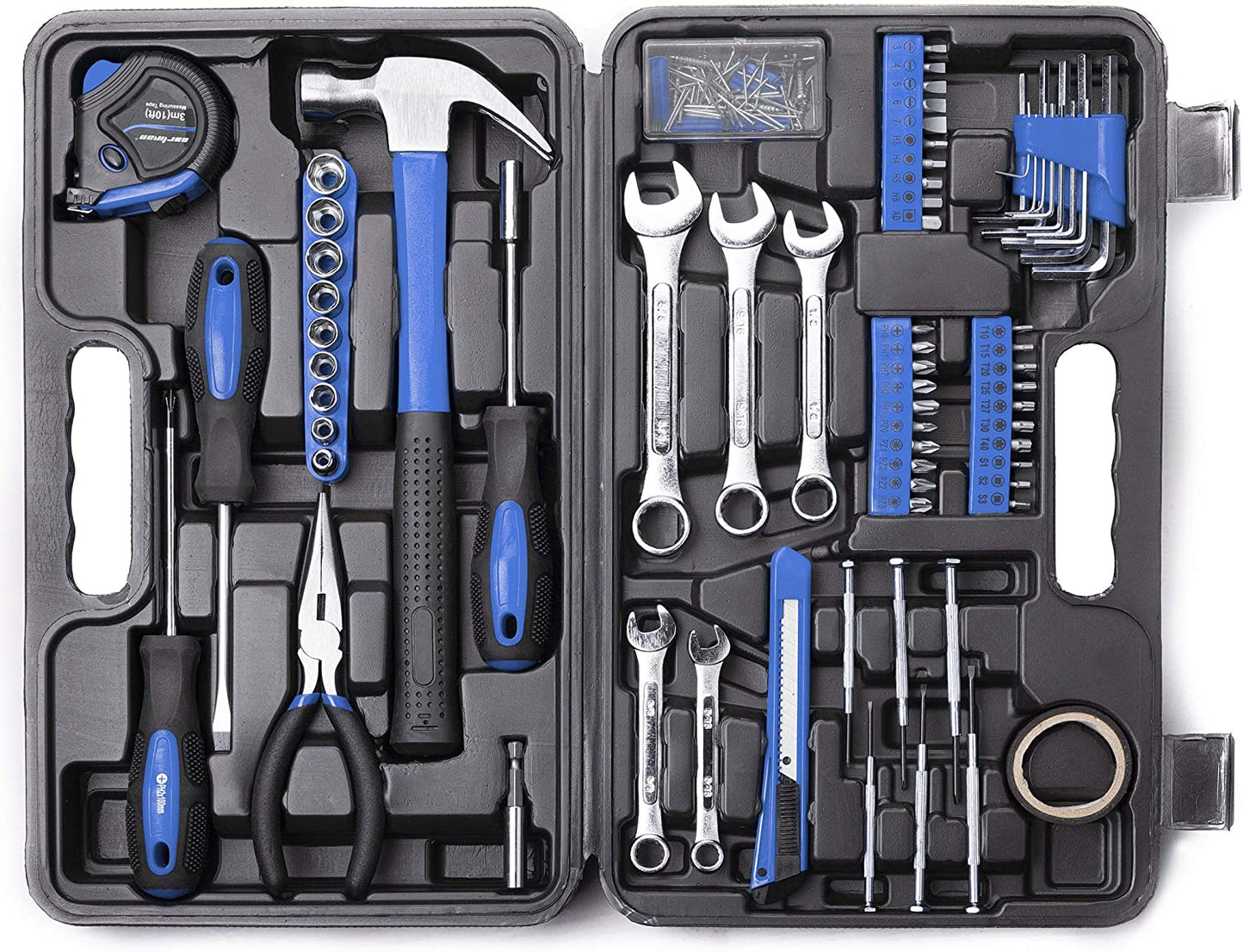CARTMAN 148Piece Tool Set General Household Hand Tool Kit with Plastic Toolbox Storage Case Blue…