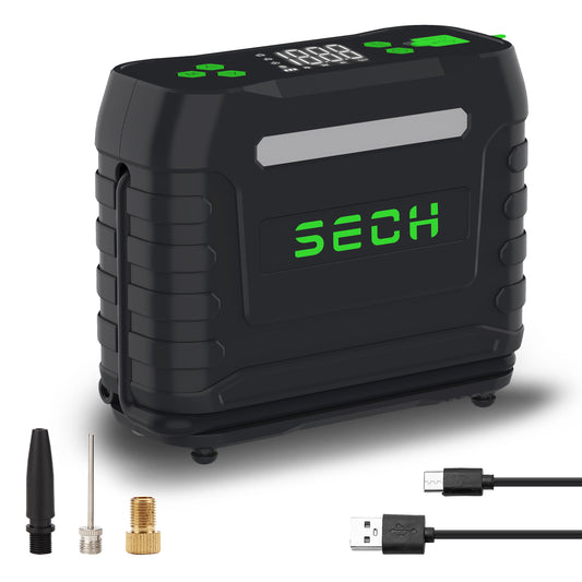 SECH Tire Inflator Portable Air Pump for Car Tires Cordless Compact Bike Pump Auto Tire Pump with Digital Pressure Gauge