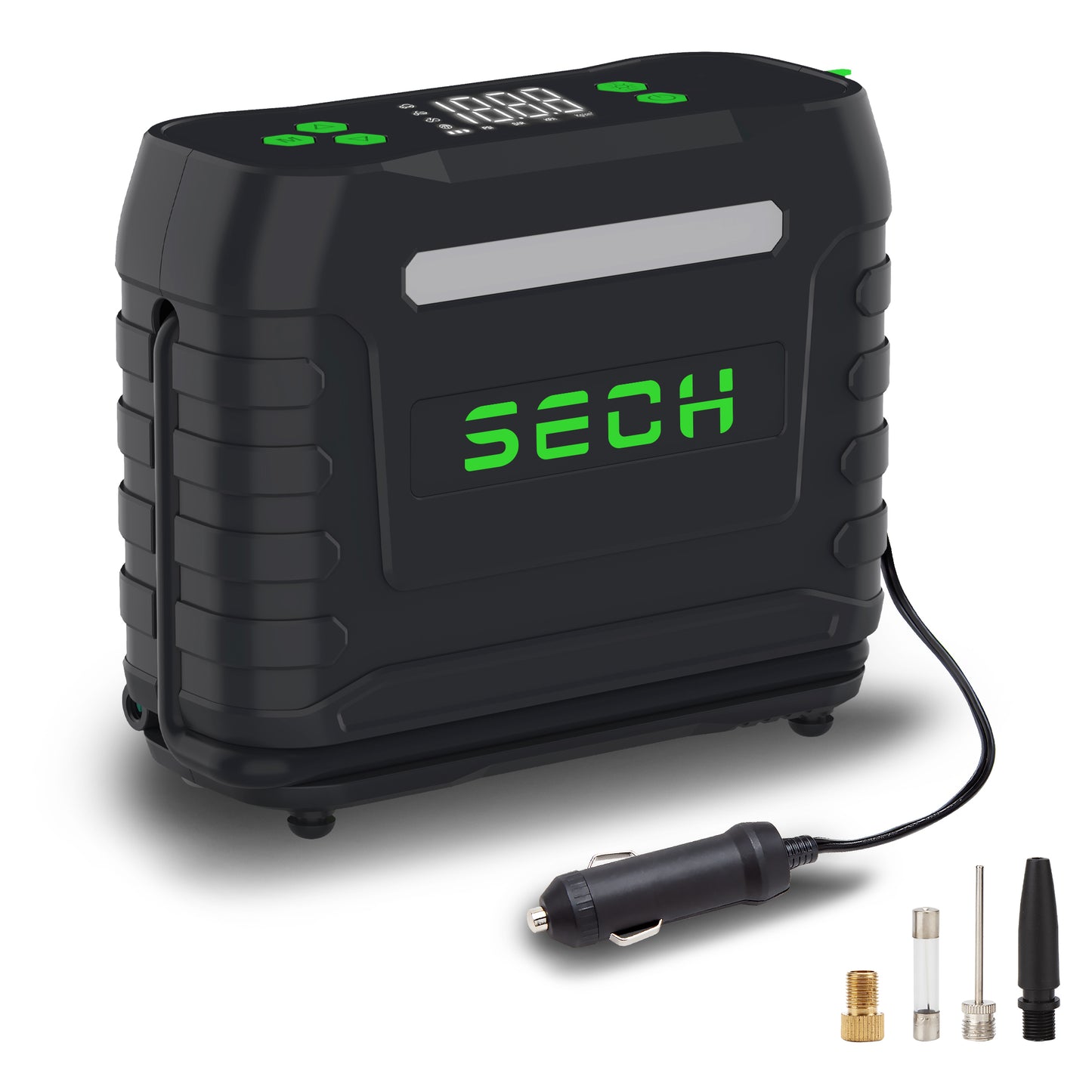 SECH Tire Inflator Portable Air Pump for Car Tires 12V DC Auto Tire Pump with Digital Pressure Gauge