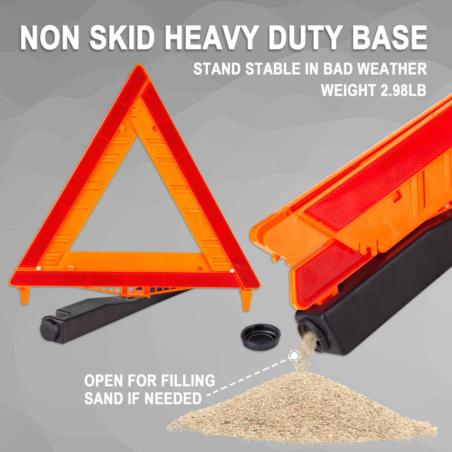 CARTMAN 3 Pack Warning Triangle DOT Approved Identical to United States FMVSS 571 125 Reflective Warning Road Safety Triangle Kit