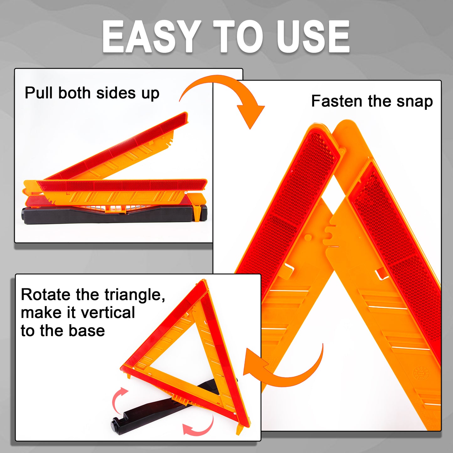 CARTMAN 3 Pack Warning Triangle DOT Approved Identical to United States FMVSS 571 125 Reflective Warning Road Safety Triangle Kit