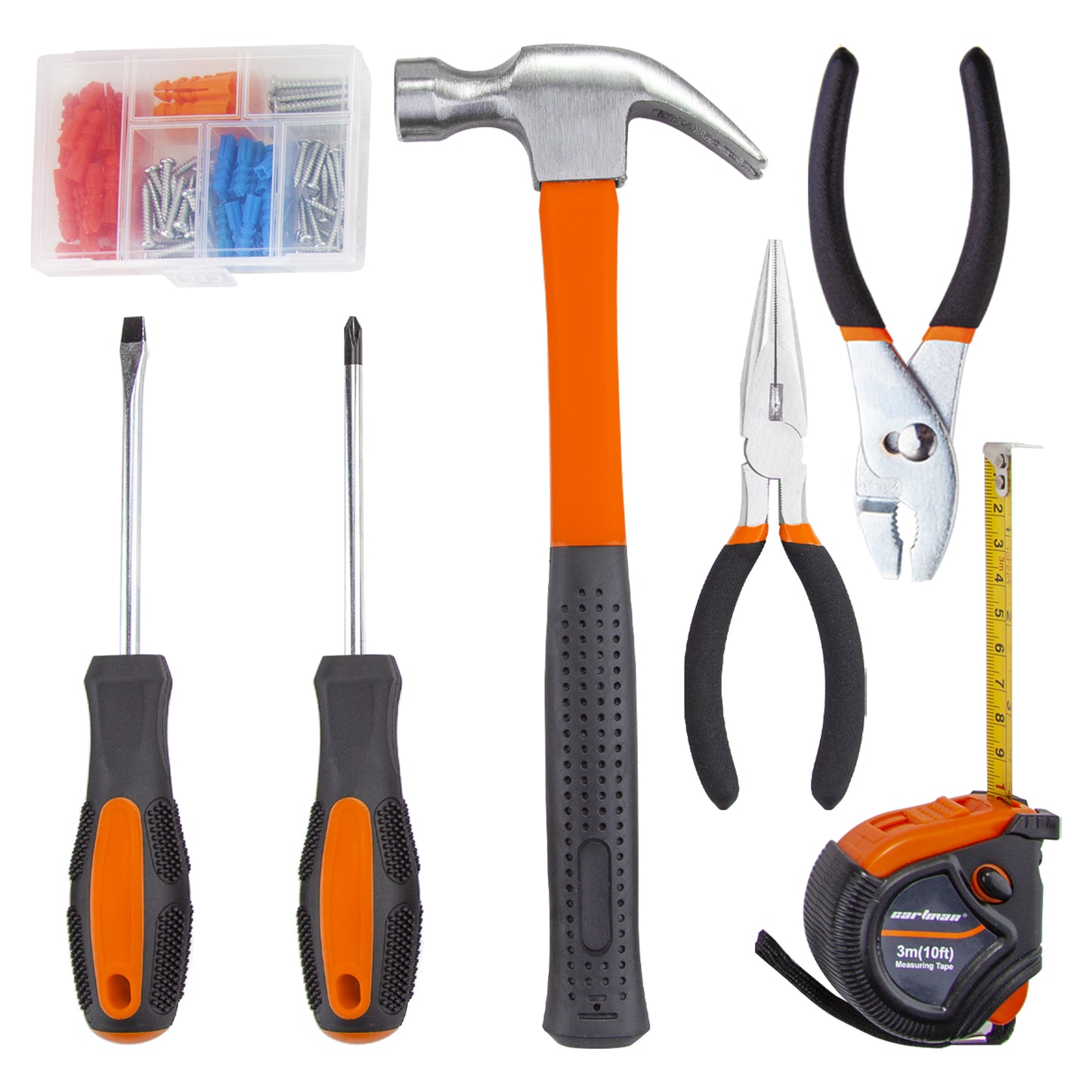 CARTMAN Tool Set General Hand Tool Kit with Plastic Toolbox Storage Case Automotive Wrench Sets Orange