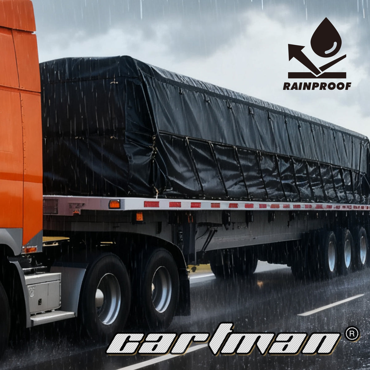 CARTMAN 20' x 27' Flatbed Truck 18 Oz Lumber Tarp with 6 FT Drop