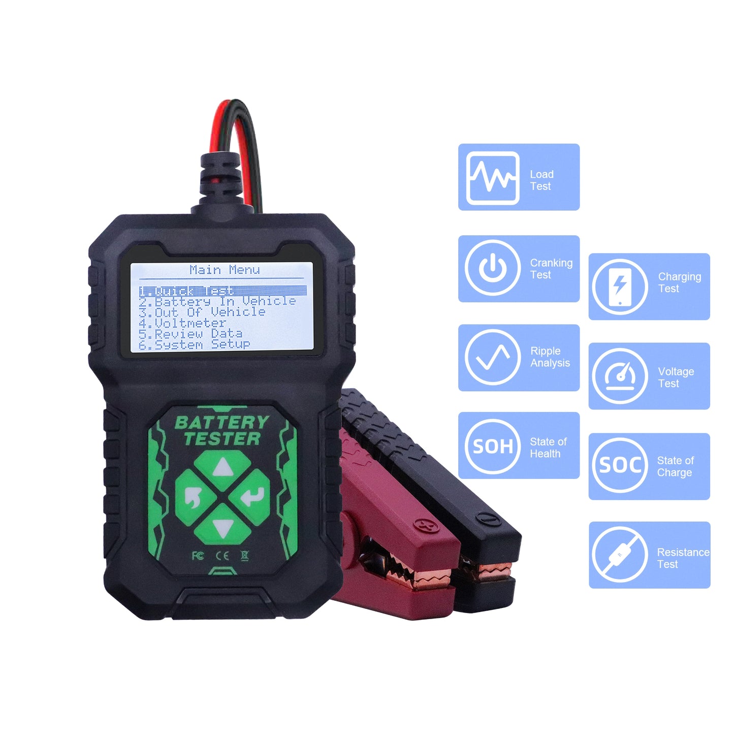 CARTMAN 12V Car Battery Tester, 100-2000 CCA Load Tester Automotive Alternator Tester Digital Auto Battery Analyzer Charging Cranking System Tester for Car Truck Marine Motorcycle SUV Boat