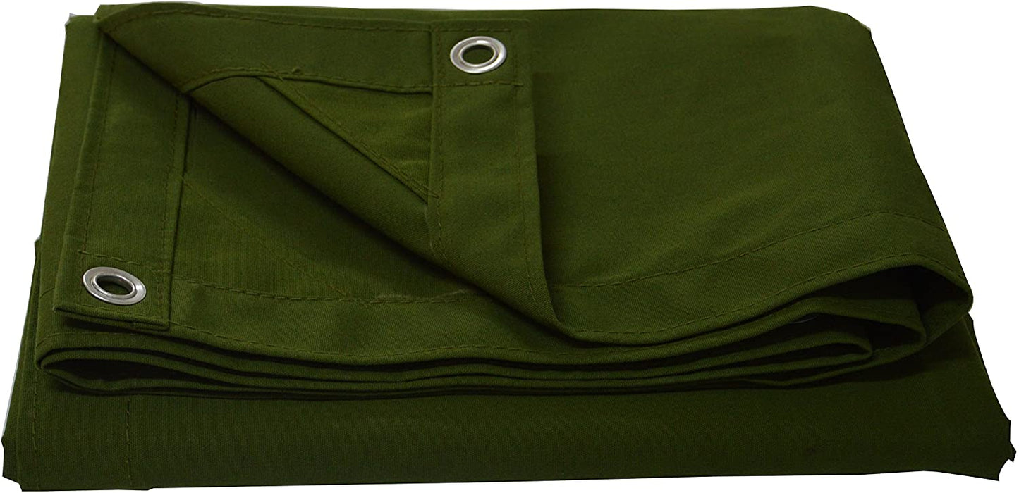 Cartman Canvas Tarpaulin Olive Drab 12 oz, Heavy Duty Canvas Tarp Truck Tarp, 10 x 12 Feet