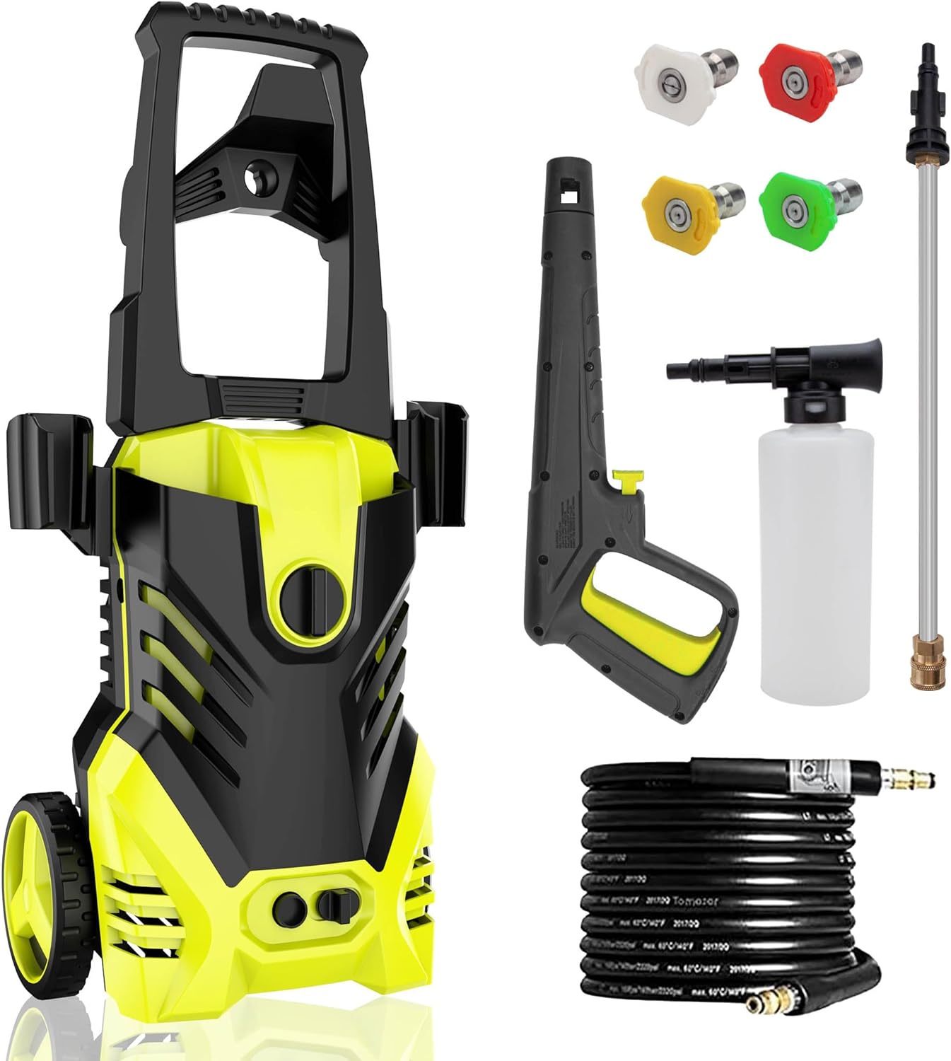 FATFOX Electric High Pressure Washer 3500 Psi and 2.5 GPM with 25ft Hose/16ft Power Cord,Making It Perfect for Cleaning Cars, Fences, Pool, Patios.