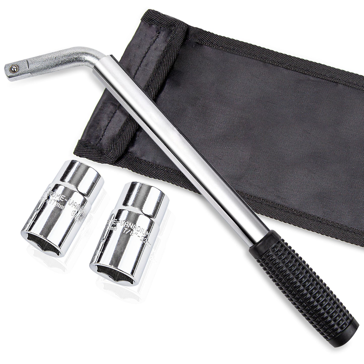 CARTMAN Telescoping Lug Wrench, Wheel Wrench with Standard CR-V Sockets 17/19, 21/22mm