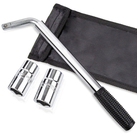 CARTMAN Telescoping Lug Wrench, Wheel Wrench with Standard CR-V Sockets 17/19, 21/22mm