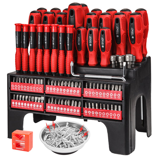 CARTMAN Magnetic Screwdriver Set with Rack, Includs Precision Screwdriver, Magnetizer Demagnetizer and Magnetic Bowl, Tool Gifts for Men