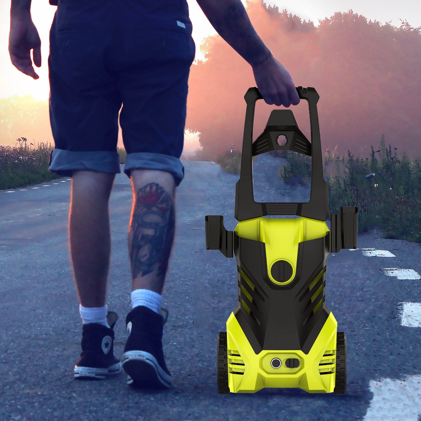 3500 PSI Electric High Pressure Washer 1800W Power Cleaner with 4 Quick Nozzles, 20FT Pressure Hose, Adjustable Dual Pressure, Foam Cannon for Car Patio Driveway Cleaning Yellow