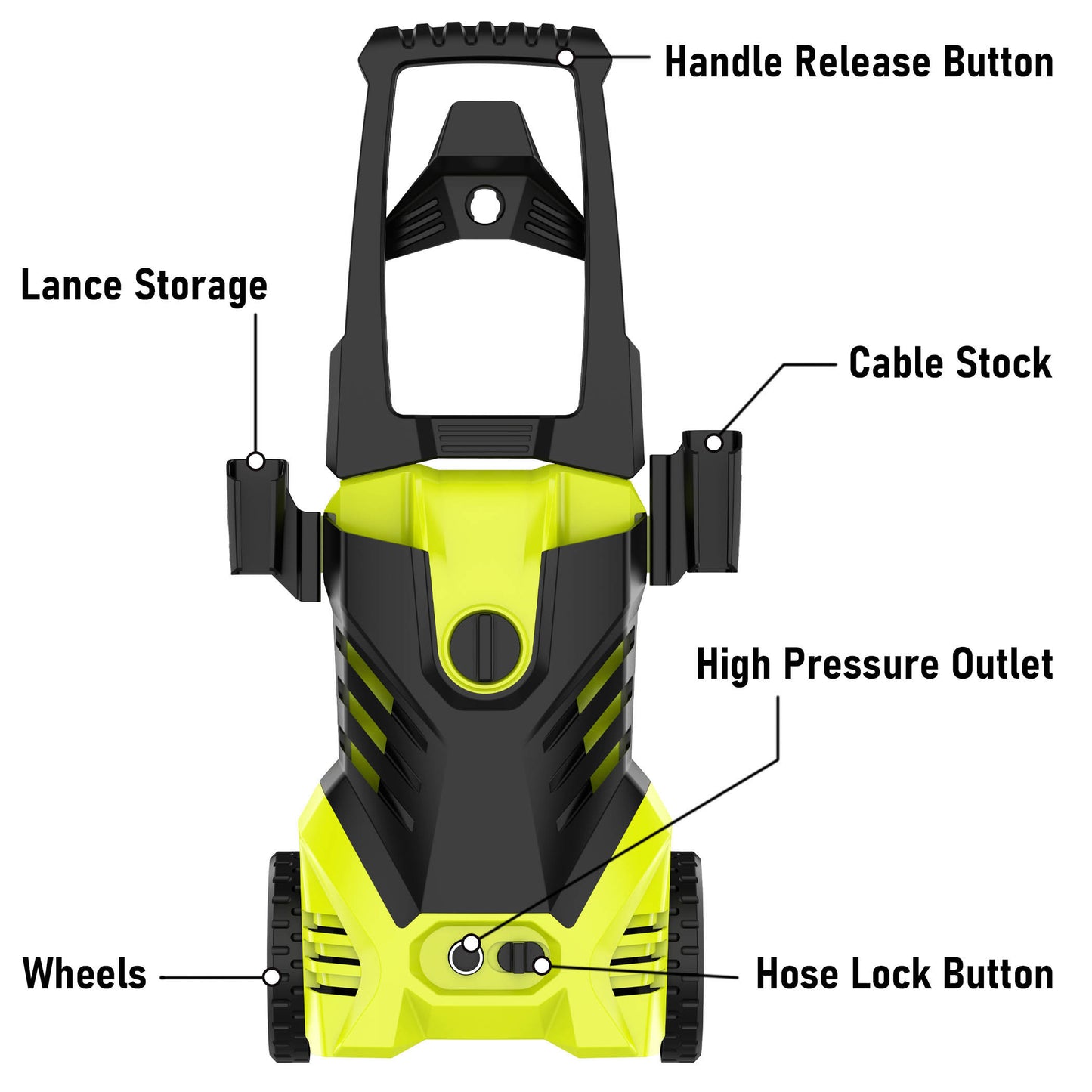 3500 PSI Electric High Pressure Washer 1800W Power Cleaner with 4 Quick Nozzles, 20FT Pressure Hose, Adjustable Dual Pressure, Foam Cannon for Car Patio Driveway Cleaning Yellow