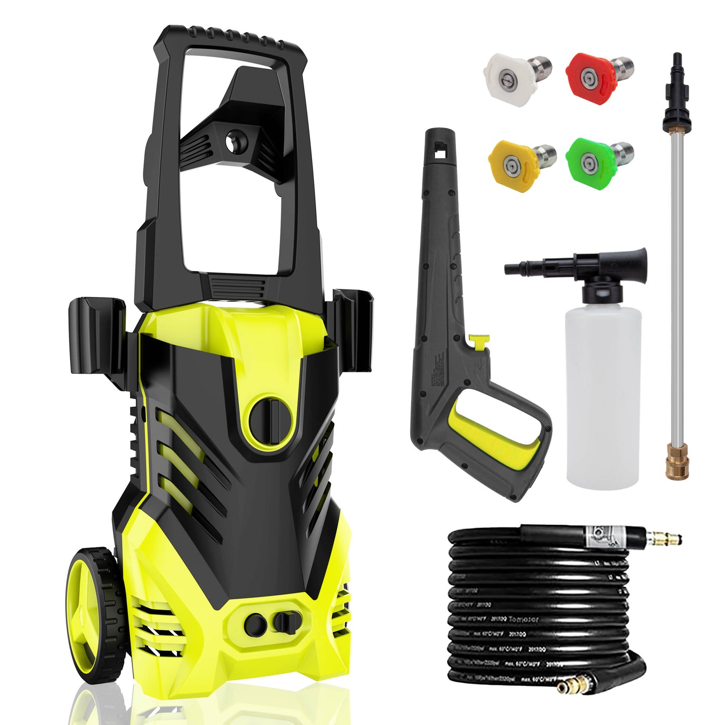 3500 PSI Electric High Pressure Washer 1800W Power Cleaner with 4 Quick Nozzles, 20FT Pressure Hose, Adjustable Dual Pressure, Foam Cannon for Car Patio Driveway Cleaning Yellow