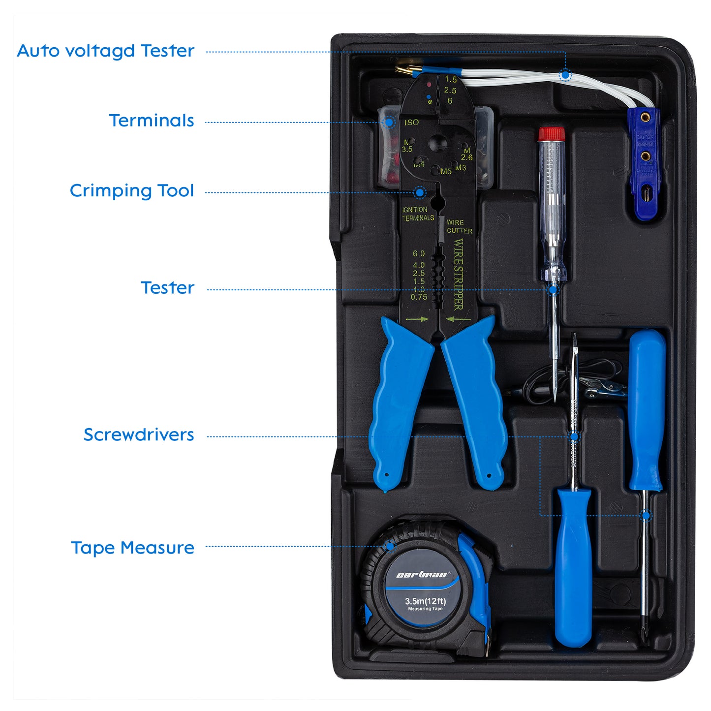 CARTMAN 122 Piece Auto Tool Accessory Set Tool Kit Set Electric Tool Set Drive Socket and Socket Wrench Sets Blue