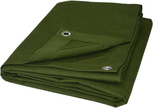 Cartman Canvas Tarpaulin Olive Drab 10 oz, Heavy Duty Canvas Tarp Truck Tarp, 6 x 8 Feet