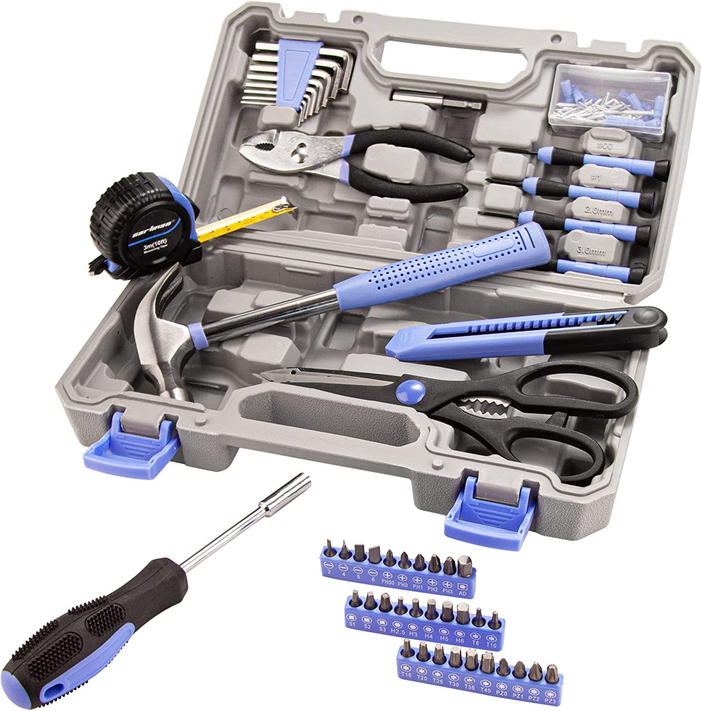 126 Piece Tool Set General Hand Tool Kit with Plastic Toolbox Storage Case, Automoive Set Blue