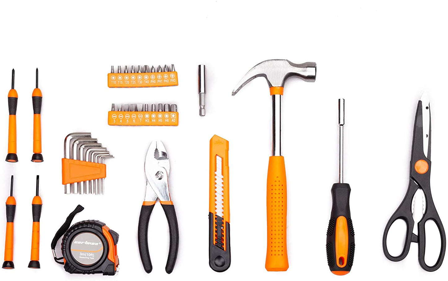 CARTMAN Orange 39-Piece Tool Set - General Household Hand Tool Kit with Plastic Toolbox Storage Case…