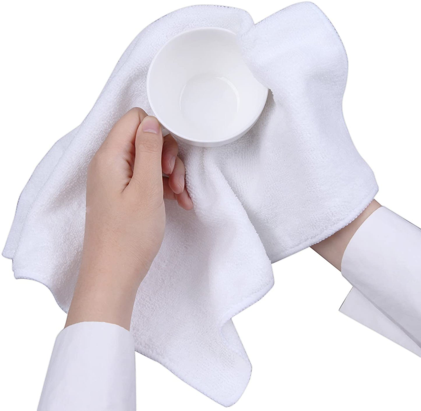 Cartman Microfiber Cleaning Cloth, All Purpose Cleaning Towels,14 x 14 Inch, Pack of 30, White