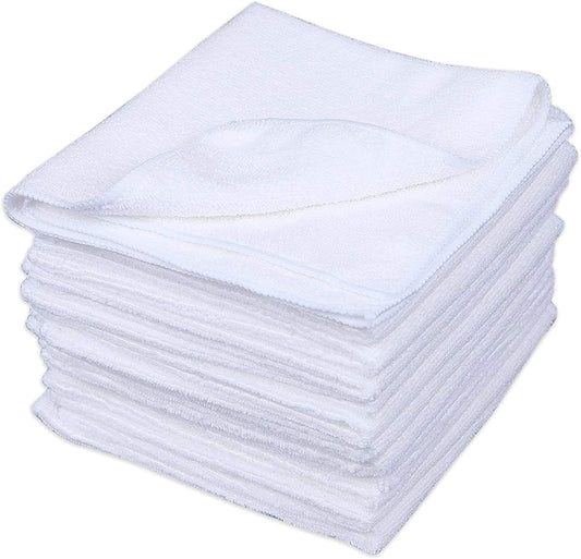 Cartman Microfiber Cleaning Cloth, All Purpose Cleaning Towels,14 x 14 Inch, Pack of 30, White