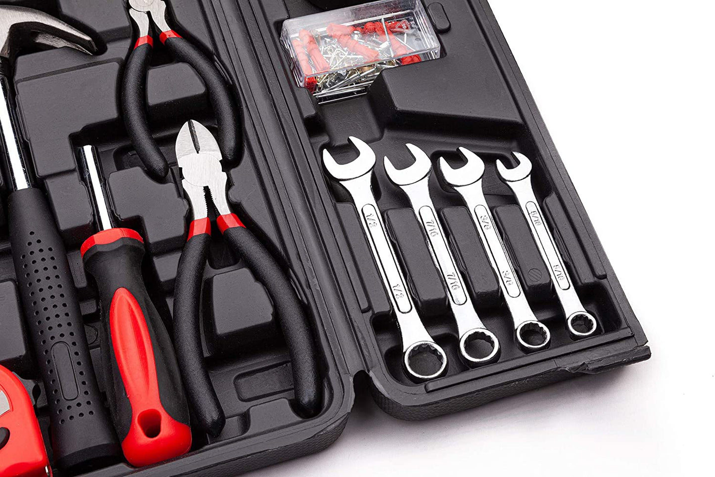 Cartman 136 Piece Tool Set - General Household Hand Tool Kit with Plastic Toolbox Storage Case