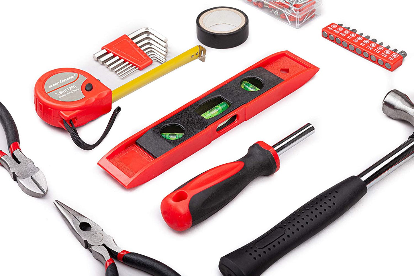 Cartman 136 Piece Tool Set - General Household Hand Tool Kit with Plastic Toolbox Storage Case