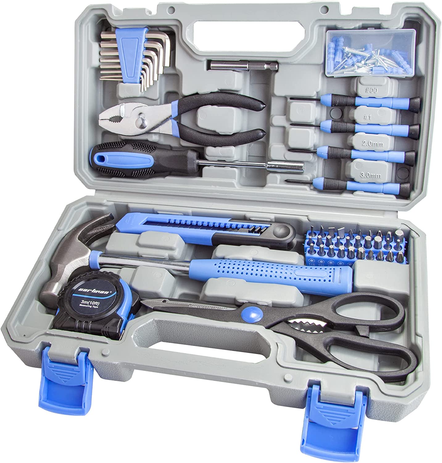 126 Piece Tool Set General Hand Tool Kit with Plastic Toolbox Storage Case, Automoive Set Blue